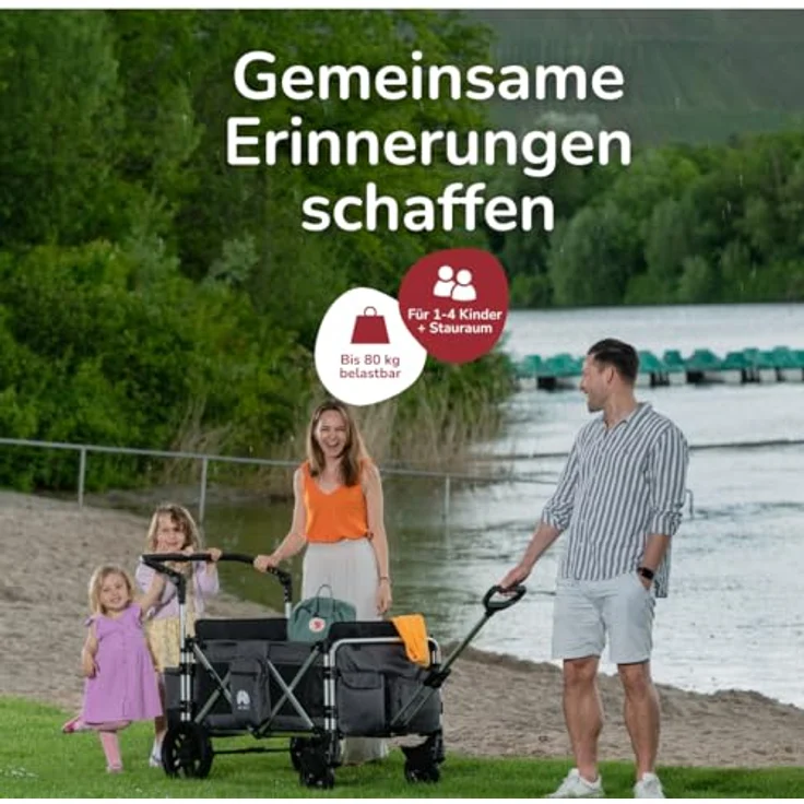 elvent FamilyStar 4 Kinderwagen 4-Sitzer – leicht, faltbar, bis 80 kg, viel Platz, Sonnendach, Sitzpolster, 5-Punkte-Gurt – Bild 2