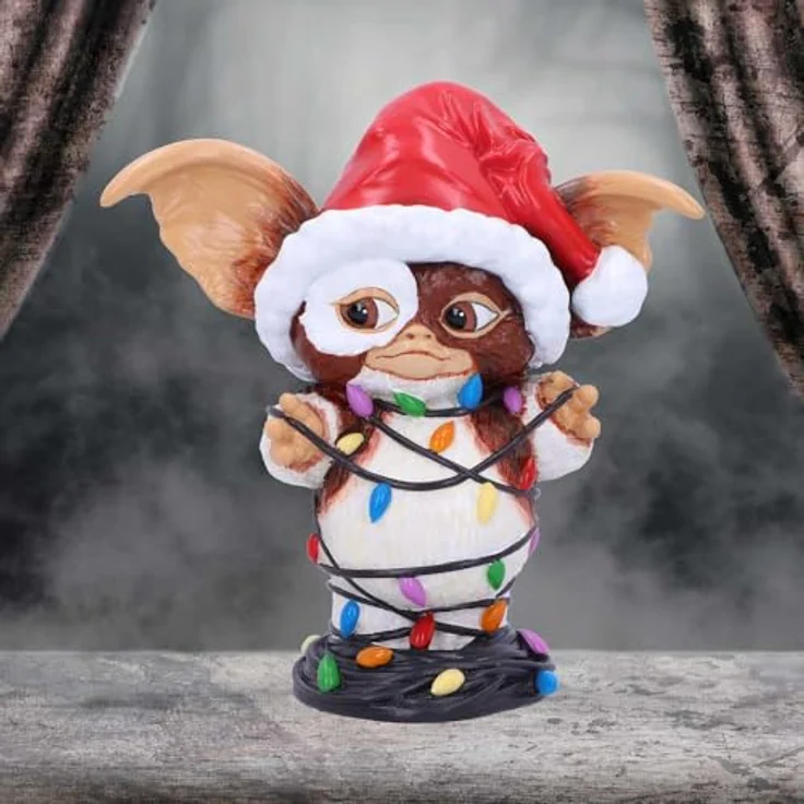 Nemesis Now Gremlins Gizmo in Fairy Lights, 13 cm handbemalte Sammelfigur mit Weihnachtsmütze und bunten Lichtern – Bild 7