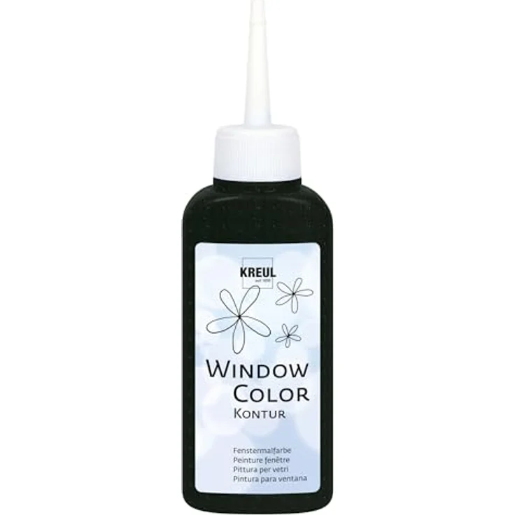 KREUL 42774 - Window Color Konturenfarbe, schwarz 80 ml, zur besseren Abgrenzung von Motiven, für glatte Oberflächen wie Glas, Spiegel und Fliesen – Bild 2
