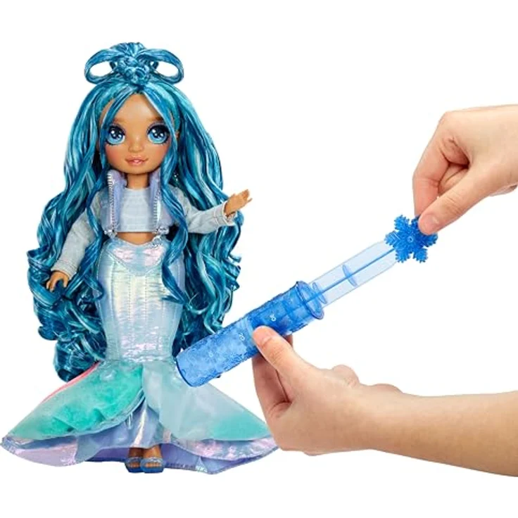 Rainbow High Anziehpuppe Winter Wonderland Doll - Skyler (Blue) mit Glitzerschnee und Schneemann Bastelset – Bild 4