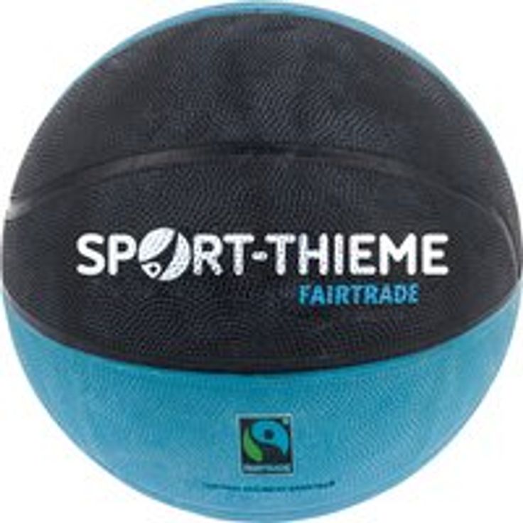 Sport-Thieme Fairtrade Größe 7 Basketball, unisex mit griffigem Obermaterial und guten Sprungeigenschaften, Schwarz-Türkis