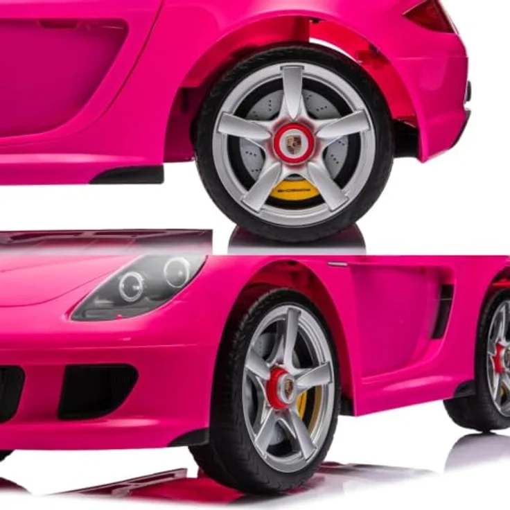 Porsche Carrera GT Elektro-Kinderauto, 12V, Vollausstattung mit Fernbedienung, Ledersitz, Bluetooth & EVA-Reifen, offiziell lizenziert, rosa – Bild 9