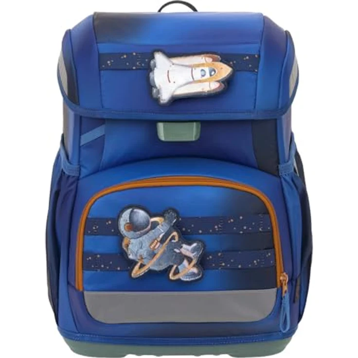 LÄSSIG Schulranzen Set Light Unique, 7-teilig mit Regenhülle, großes Hauptfach, gepolsterte Träger, robuster Materialmix, Space Blue – Bild 2
