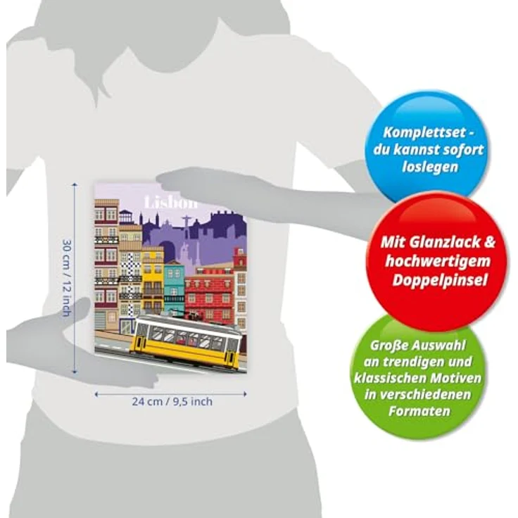 Ravensburger CreArt - Malen nach Zahlen Set, Farbenfrohes Lissabon, 24 x 30 cm – Bild 6