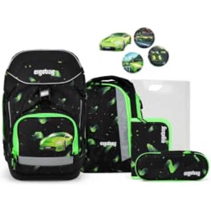 ergobag pack Schulranzen-Set Übärholspur, mit mitwachsendem Tragesystem, höhenverstellbar, 22 Liter, wasserabweisend, inkl. Sportrucksack – Bild 1