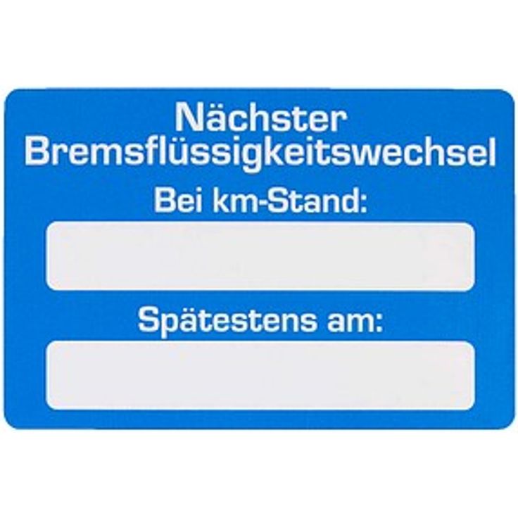 EICHNER Aufkleber Nächster Bremsflüssigkeitswechsel, selbstklebend, blau/weiß, 250 St.
