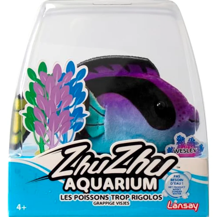 Lansay ZHU ZHU Aquarium - Merlin der Chirurgische Fisch - interaktives Plüschtier in Lila, Blau und Gelb für Kinder ab 4 Jahren - fördert Fantasie und Feinmotorik, kein Wasser erforderlich – Bild 3