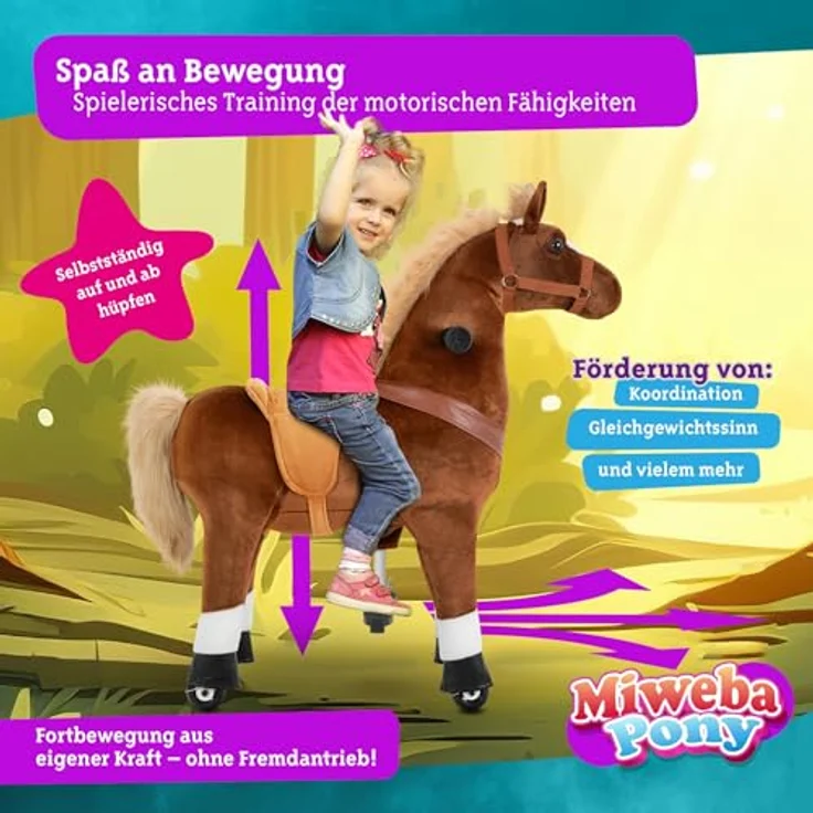 Miweba Pony Amadeus | Reitpferd auf Rollen für Kinder - Stehpferd mit authentischen Bewegungsabläufen - 4-8 Jahre – Bild 5