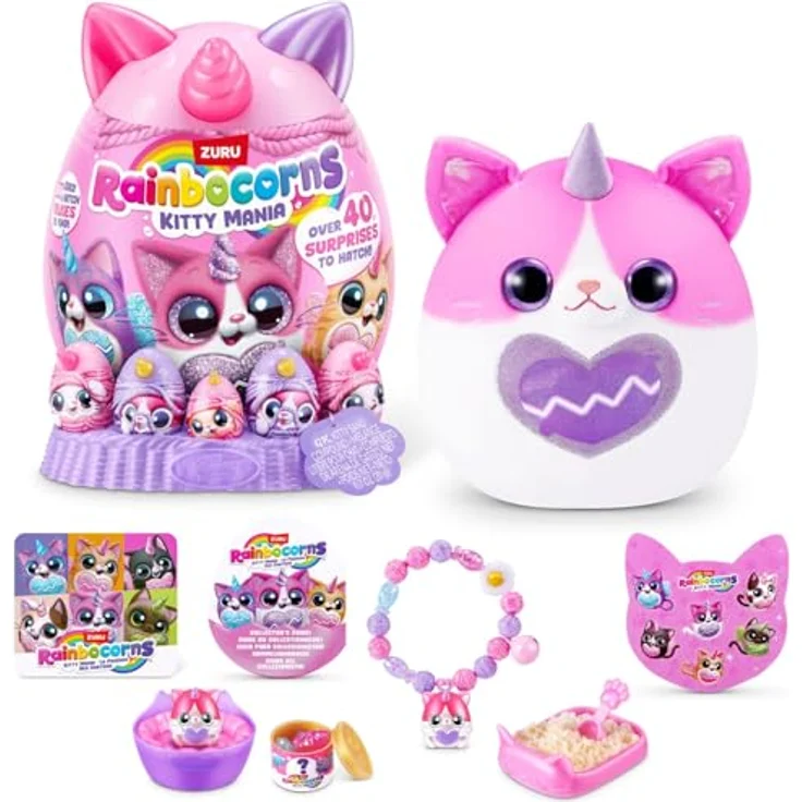 Zuru Rainbocorns Kitty Mania, Plüschspielzeug mit 35 Überraschungen und Boo-Boocorn, rosa – Bild 3