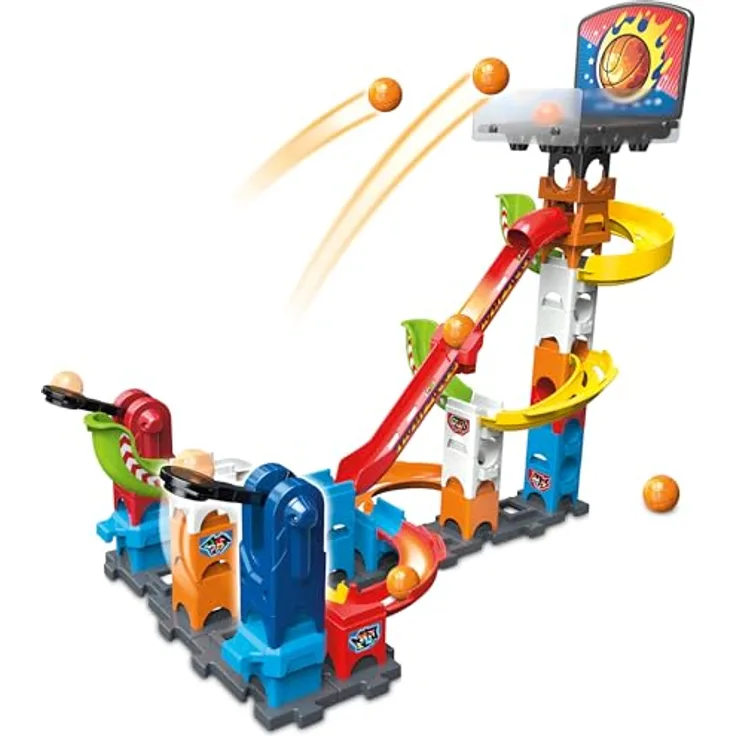 VTech Marble Rush - Interaktives Basketball-Bahn-Set S500 mit 41 Teilen, 6 MarBalls, Vielseitige Aufbauoptionen, Fördert Kreativität und Motorik, inkl. farbiger Anleitung