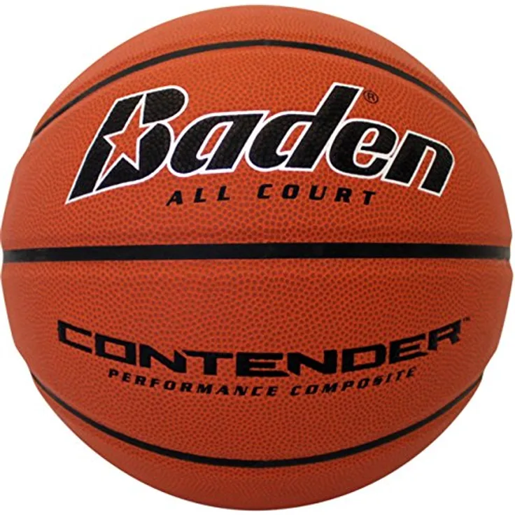 Baden Contender Indoor-Outdoor Basketball Größe 7, 74 cm, offizielle Größe, orangefarbener Herren-Basketball mit Verbundabdeckung für Straßenspiele oder Indoor