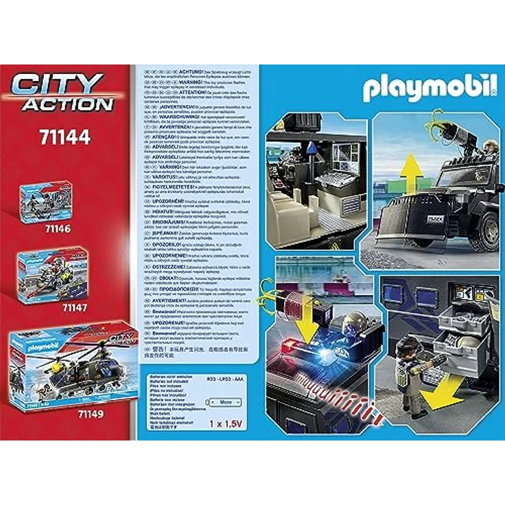 Playmobil® Konstruktions-Spielset SWAT-Geländefahrzeug (71144), City Action, (73 St), Made in Europe, mit Licht und Sound – Bild 4