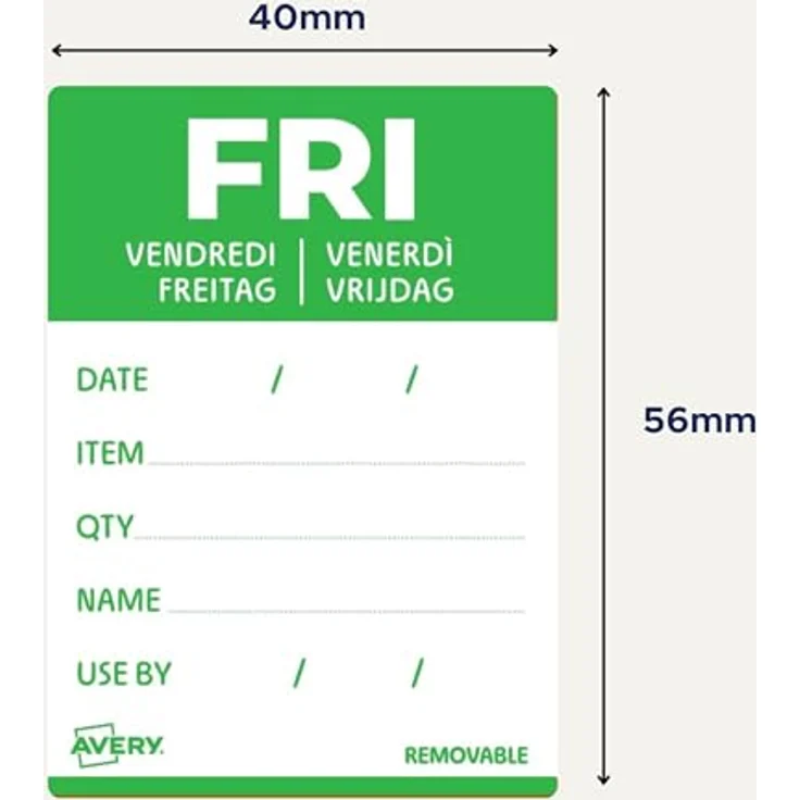 AVERY Zweckform FRI Tagesetiketten, weiß, 56,0 x 40,0 mm, 500 Stück, selbstbeschreibbar und ablösbar – Bild 9