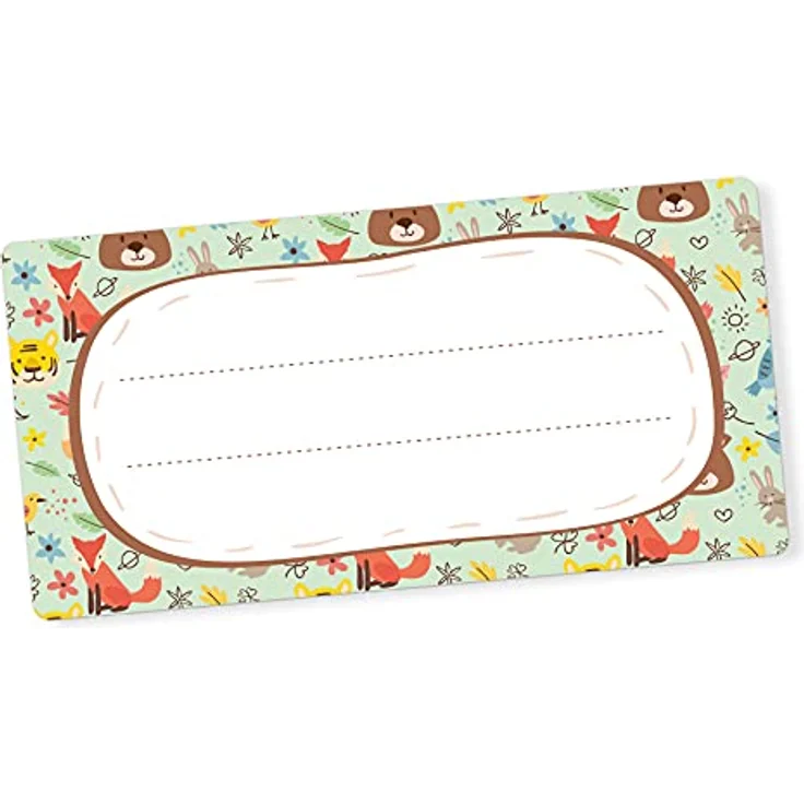 itenga 40x Buchetiketten Heftetiketten 9x4,5cm, selbstklebende Schulheft Etiketten mit Waldtieren, beschreibbar – Bild 1