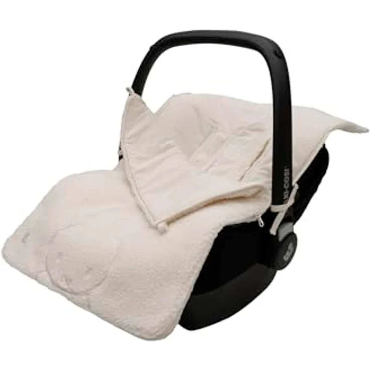 Jollein Voetenzak Groep 0+ Autostoel 3/5 Punts Gordel Miffy Teddy - Oatmeal, Teddy Stoff, für Babyschale und Kinderwagen geeignet – Bild 1