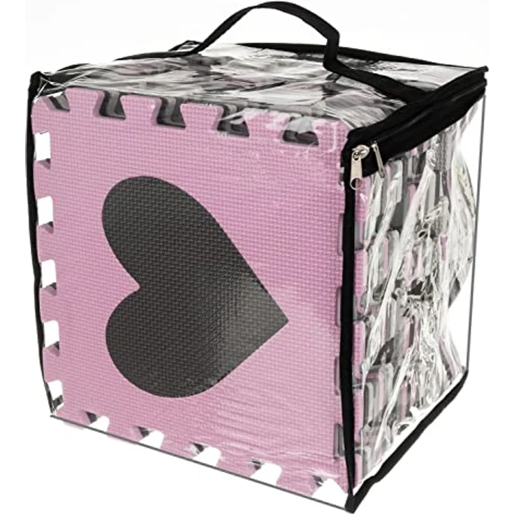 ISO TRADE Puzzle Spielteppich Spielmatte Kindertepich Schaumstoffmatte 2D 3D Tasche 16135, Rosa-Grau, pädagogisch fördernd, EVA Schaumstoff, 25/36 Elemente, 1cm dick, 140x140x1cm, kreatives Spielzeug – Bild 4