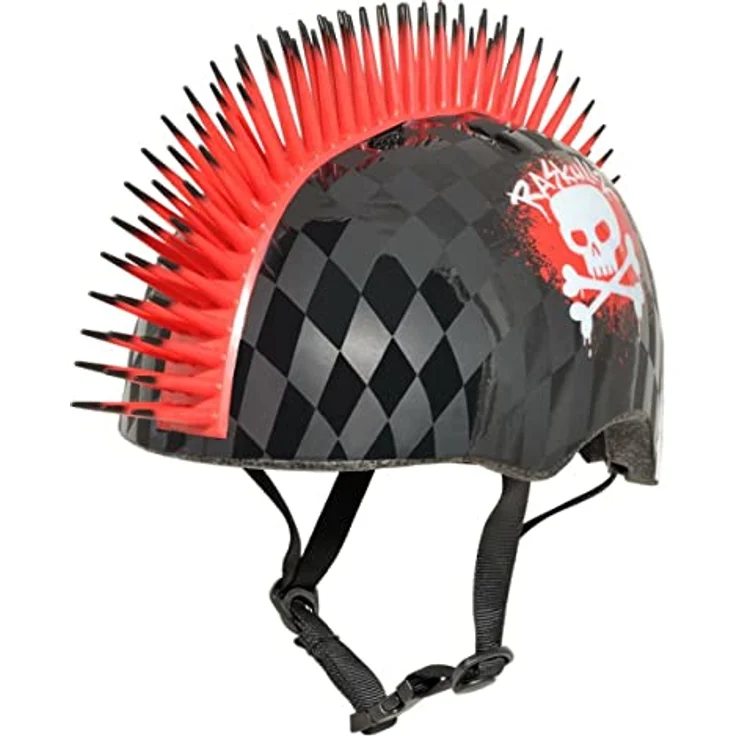 Raskullz C-Preme Unisex Jugend x Fahrradhelm, Totenkopf Hawk rot, aerodynamische Kühlungsöffnungen – Bild 3