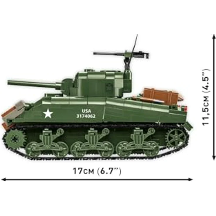 Cobi 663 PCS HC WWII 3126 M4A1 Sherman, Klemmbausteine Set im Maßstab 1:35 mit 2 Figuren und Umweltelementen – Bild 2