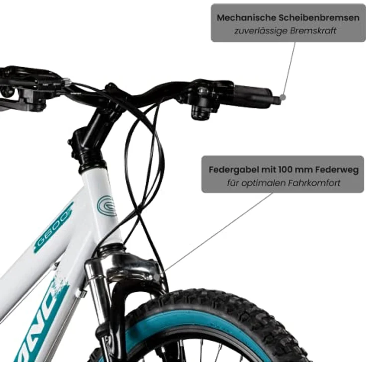 Galano Dirtbike 26 Zoll MTB G600 Mountainbike Fahrrad 18 Gang Dirt Bike Rad (weiß/türkis, 33 cm) – Bild 3