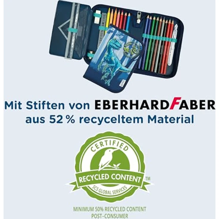 Scooli Gefülltes Schüleretui Jurassic World, mit 14 Buntstiften, ergonomisch geformt, ideal für Schule und Freizeit, ab 6 Jahren – Bild 4