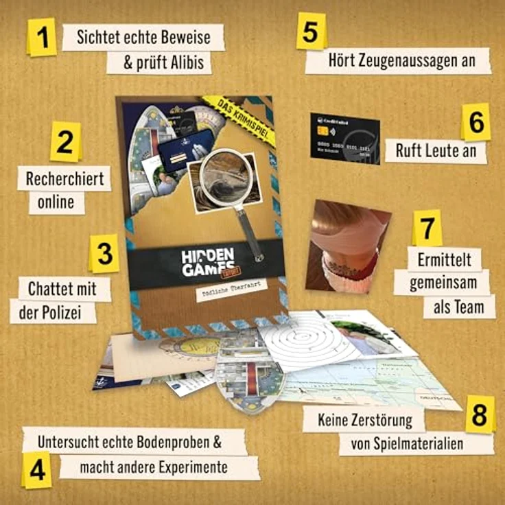 Hidden Games Tatort - Tödliche Überfahrt - Realistisches Krimispiel für 1-6 Personen, Escape Room Erlebnis, multimediale Täterjagd, 1,5 - 2,5 Stunden Spielzeit – Bild 4