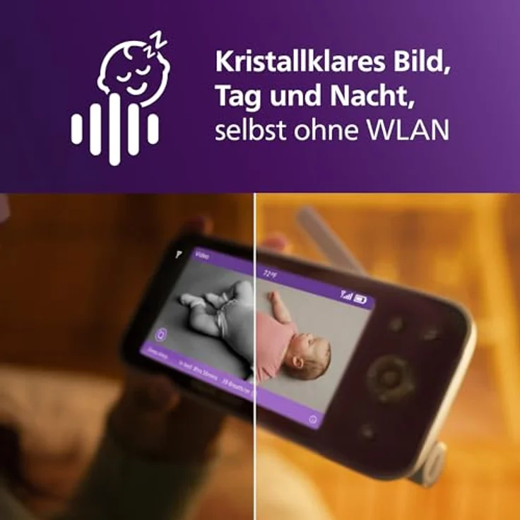 Philips AVENT SCD973/26 Premium Connected Videophone, Babyphone mit Schlaf- und Atmungs-Tracking, KI-Schrei-Interpretation, DEKRA zertifiziert, 5-Zoll-HD-Bildschirm – Bild 3