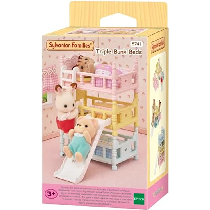 Sylvanian Families 5741 Dreistöckiges Babyhochbett mit 3 Babybetten, Leitern, Rutsche, Kissen und Decken, passend für Puppenhäuser – Bild 2