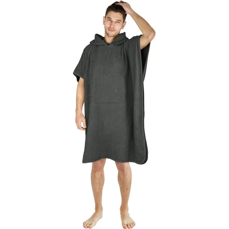 normani Badeponcho Sitra, Strandponcho aus 100 % Bio-Baumwolle, 90x105 cm, mit Kapuze und großer Bauchtasche