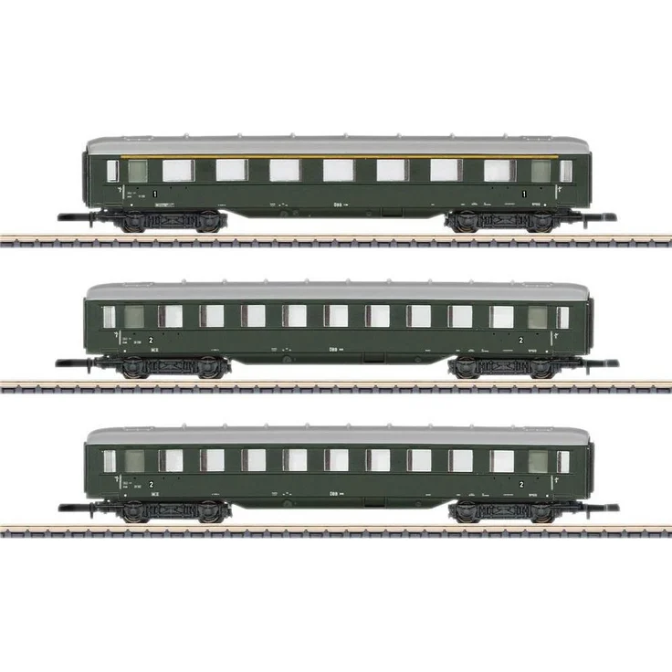 Märklin 87107 Z 3er-Set Schürzenwagen der ÖBB, detailgetreue Modelle in dunkelgrün mit Kurzkupplungshaken, Spur Z – Bild 1