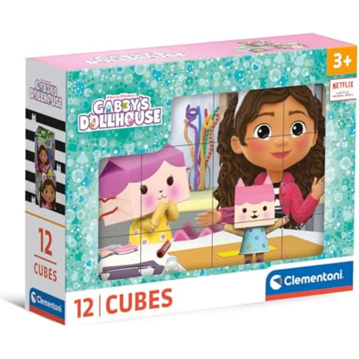 Clementoni Gabby's Dollhouse 12 Würfel Puzzle Kinder - Sensorik- & Motorikspielzeug für Kinder ab 3 Jahren – Bild 1