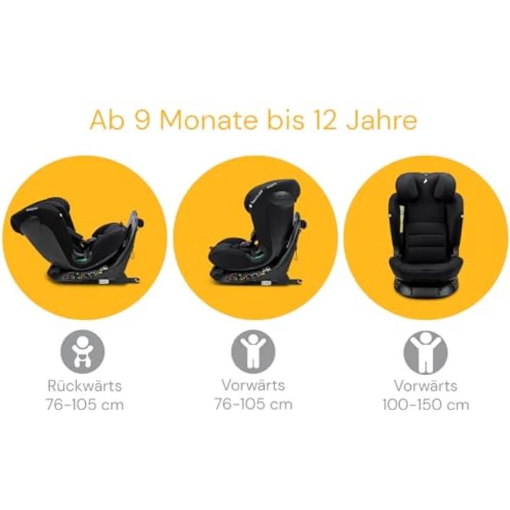 Osann Kindersitz Taos 360 midi, drehbar für Reboarder bis 150 cm, inklusive Isofix-Basis & Toptether, Schwarz – Bild 4