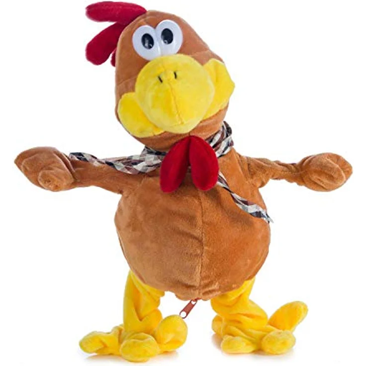 Goods & Gadgets Singender & Tanzender Gockel in Gelb, Kuscheltier Huhn mit Sound & Bewegung, batteriebetrieben, 0,11 kg – Bild 6
