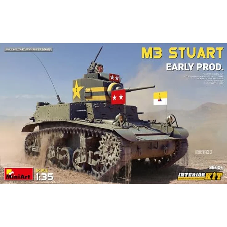 Other 1:35 M3 Stuart, Modellfahrzeug Kit mit Interior und beweglichen Kettengliedern, 7 Varianten Decals – Bild 7