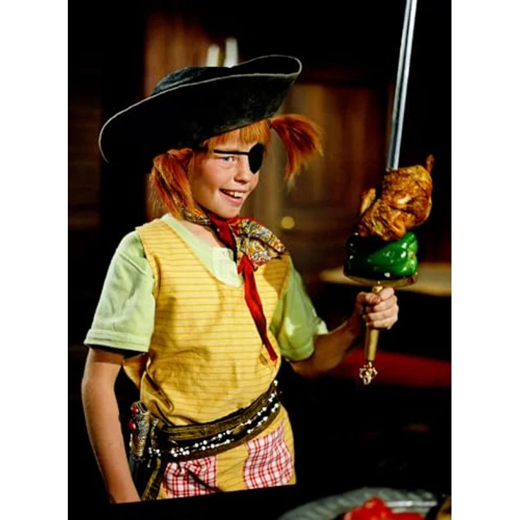 Maskworld Pippi Langstrumpf - Original Filmkostüm für Erwachsene, 4-teilig, gelb/grün, X-Small, lizenziertes Design mit Baumwollshirt und Schürze – Bild 5