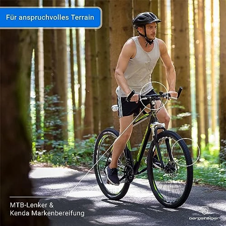 Bergsteiger Detroit 29 Zoll Mountainbike, geeignet ab 170 cm, Scheibenbremse, Shimano 21 Gang-Schaltung, Gabel-Federung mit Lockout-Funktion, Jungen-Fahrrad & Herren-Fahrrad – Bild 2