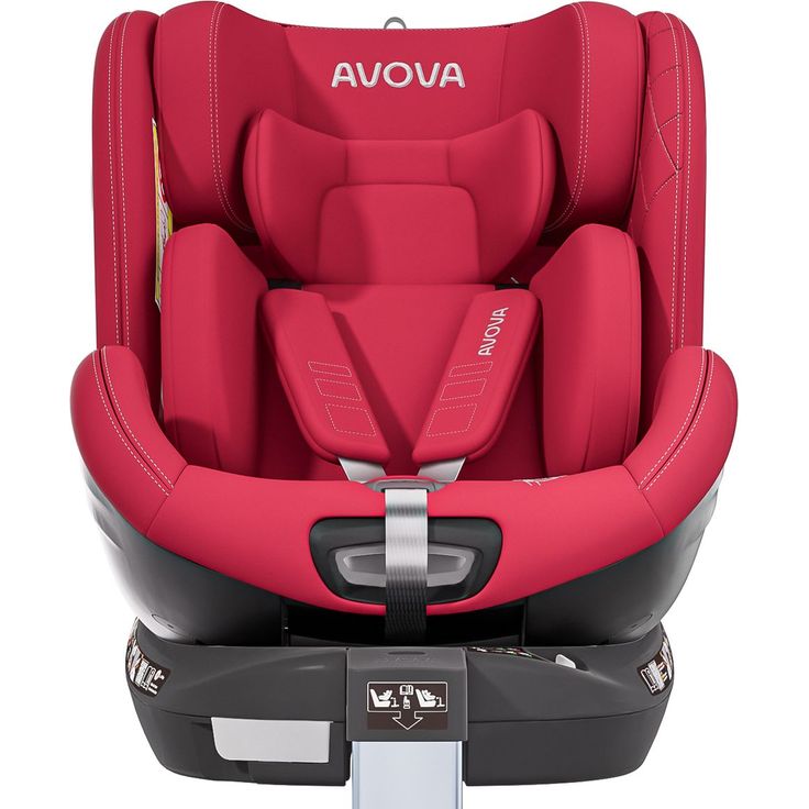 Avova Swan-Fix i-Size Reboarder-Kindersitz, ab Geburt bis 7 Jahre (40 cm - 125 cm), inkl. Isofix-Basis, 360°-Drehfunktion, Maple Red