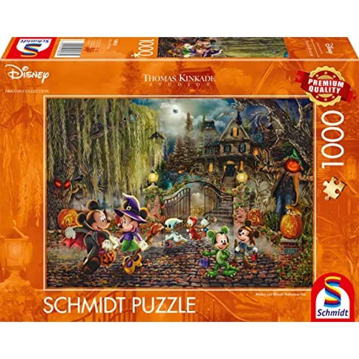 Schmidt Spiele 58033 Thomas Kinkade, Disney, Mickey & Minnie Halloween Fun, 1000 Teile Puzzle, pappe