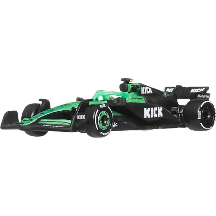Hot Wheels Premium Spielzeugauto Formula 1 Stake F1 Team Kick Sauber, Modellfahrzeug im Maßstab 1:64 mit Metallkarosserie und Real Riders-Reifen, 2024er Lackierung