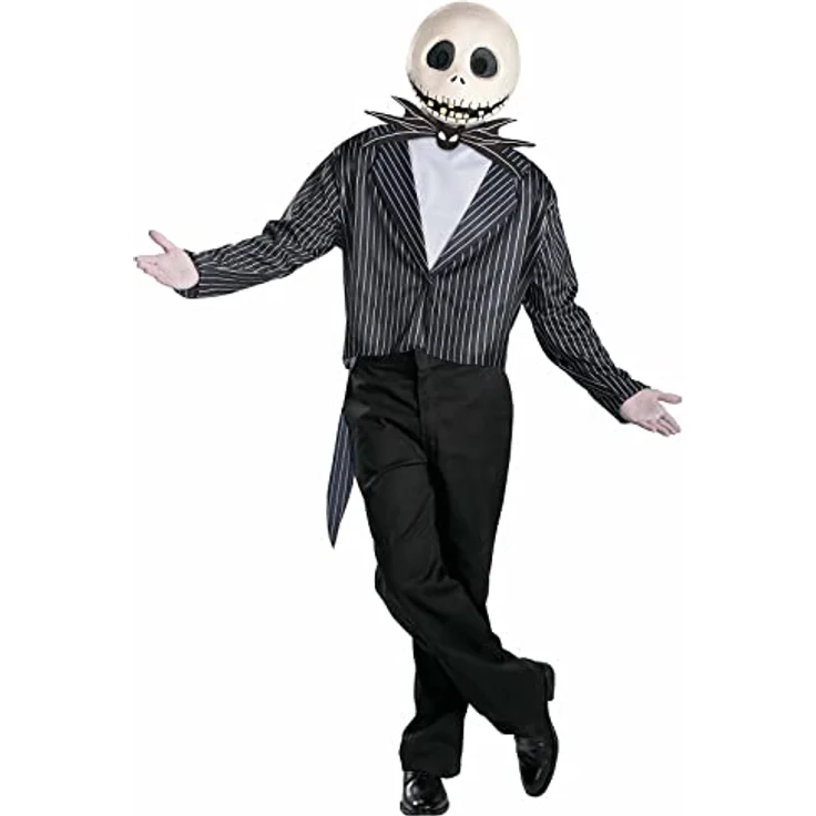 Disguise Offizielles Classic Jack Skellington Kostüm, Halloween Kostüme für Erwachsene, Fliege in Fledermausform, Größe L – Bild 1