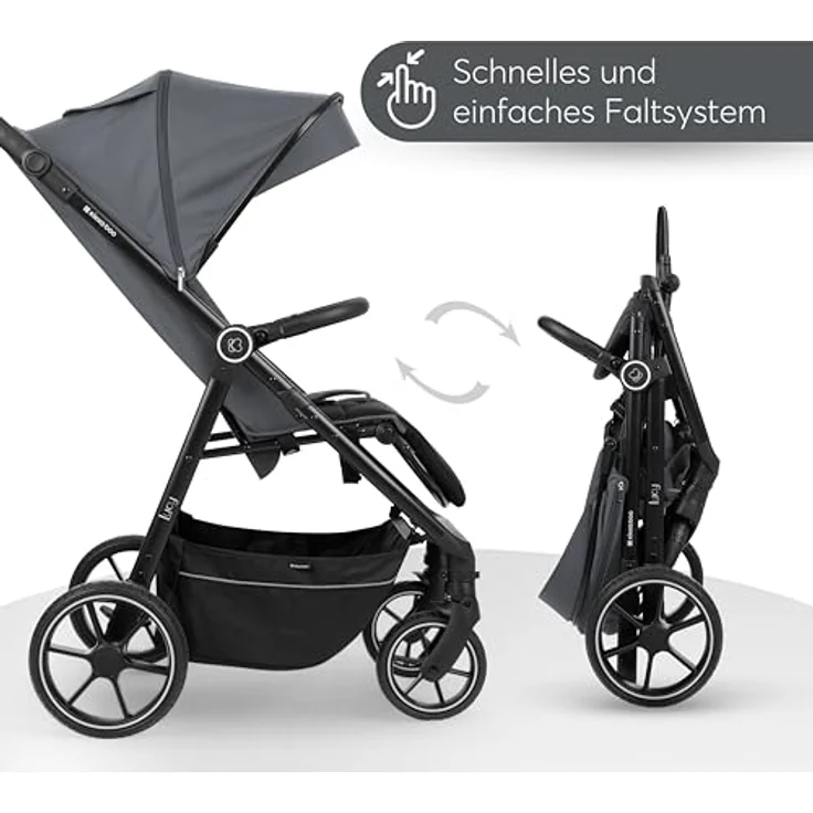 Kikkaboo Kinder-Buggy Kinderwagen Lucy Gurt, Rückenlehne verstellbar, Federung, Hinterradbremse, blau – Bild 4