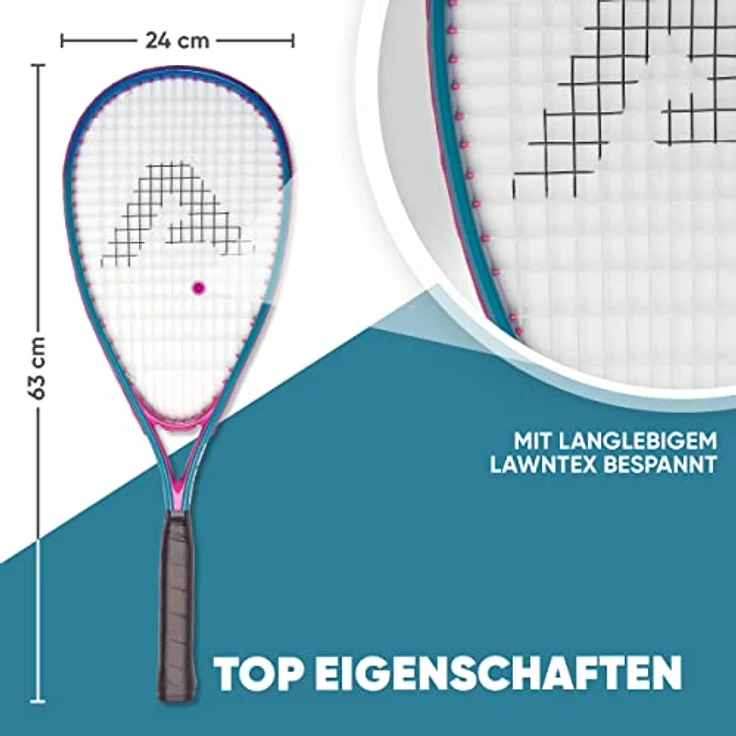 Apollo Speed Badminton Set | Badminton Schläger in versch. Farben | Federball Set | Squash Schläger Set | Badminton Tasche und Badmintonschläger | Federball Schläger | Federball Set Kinder – Bild 3