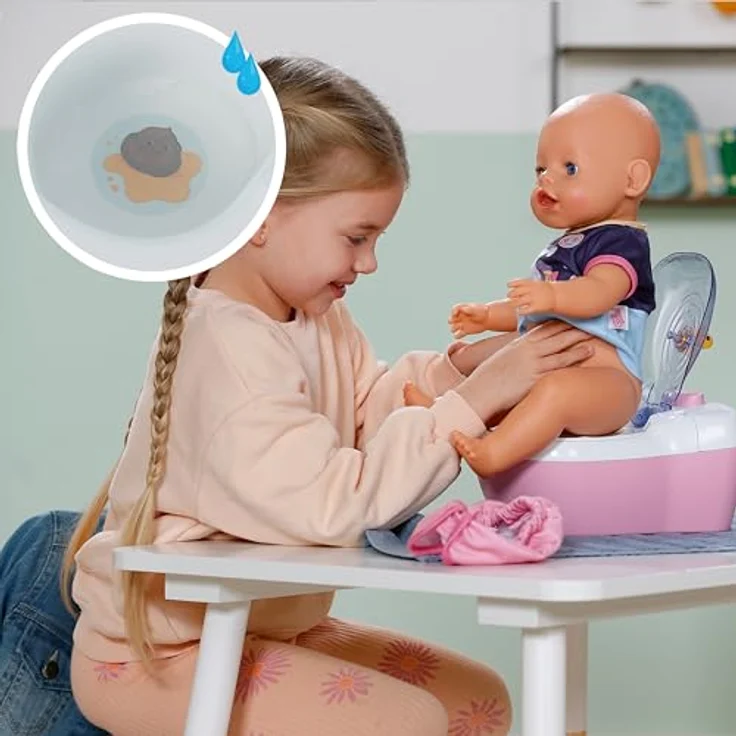 BABY Born Toilette für Puppen 36 und 43 cm, mit Geräuschfunktion, Zubehör und Unterwasserwelt-Stickern – Bild 7