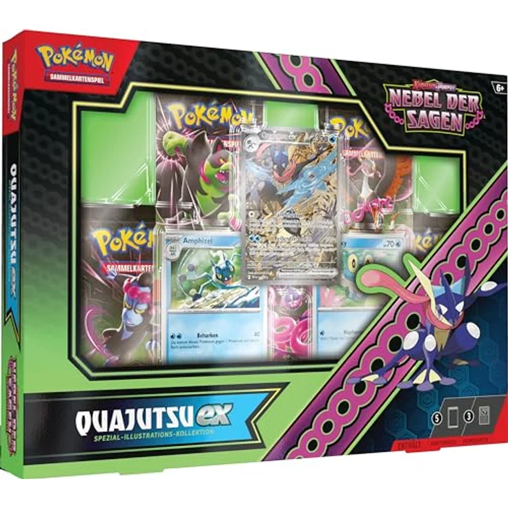 Pokémon Spezial-Illustrations-Kollektion Karmesin & Purpur – Nebel der Sagen: Quajutsu-ex (1 holografische Vollbild-Promokarte, 2 holografische Karten & 5 Boosterpacks) – Bild 1