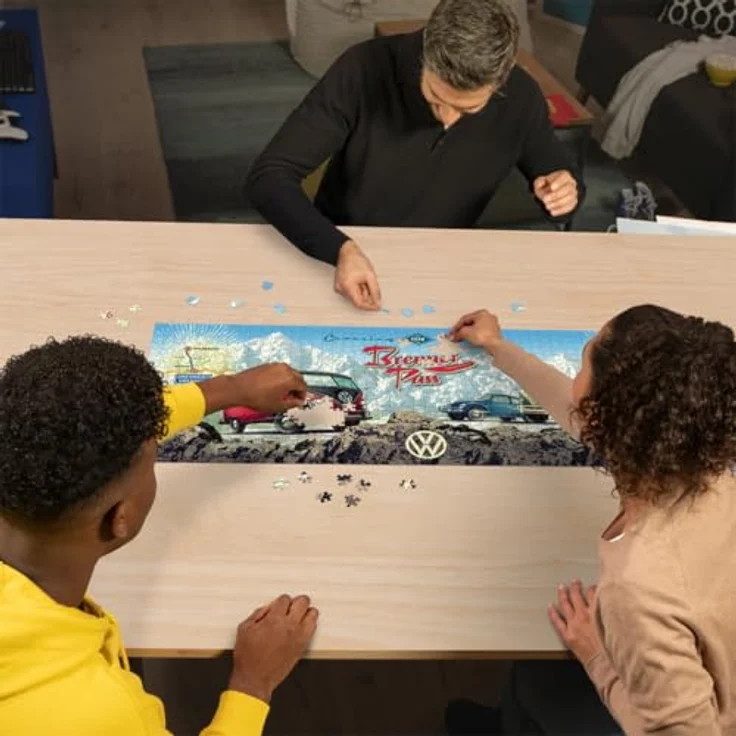 Ravensburger Puzzle 12000443 - Mit dem Bulli über den Brenner - 1000 Teile Puzzle für Erwachsene und Kinder ab 14 Jahren, Geschenk für VW Bulli Fans, bunte Landschaftsmotive, reflexfreies Puzzlebild, recycelte Pappe, 69,90 cm x 49,70 cm, Ravensburger Qualitätsmerkmale – Bild 4