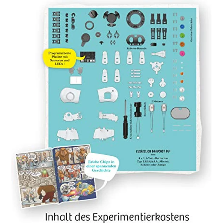 KOSMOS 617127 Chipz - Dein intelligenter Roboter, mit mehrsprachiger Anleitung, für Kinder ab 8 - 14 Jahre, folgt Bewegungen, weicht Hindernissen aus, Licht- und Soundeffekte, Roboter-Spielzeug – Bild 5