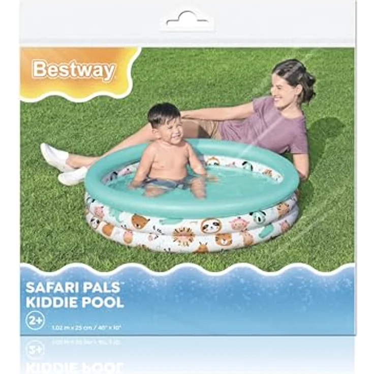 Bestway Planschbecken Coral Reef Crew Ø 102 x 25 cm, Wasserspielzeug für Kinder ab 2 Jahren, buntes Meerestier-Design – Bild 1