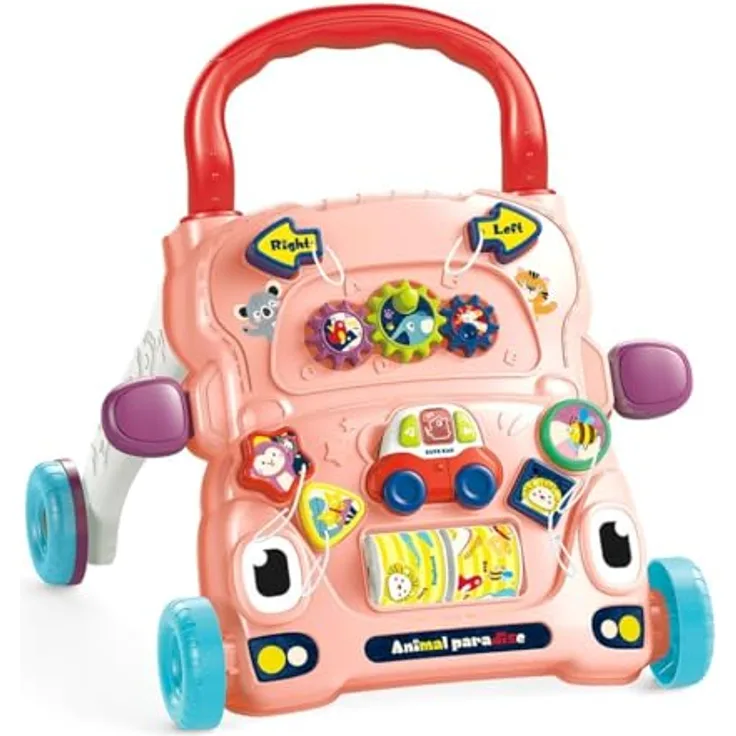 Chipolino FUNNY ANIMALS Pink, Multifunktionale Lauflernhilfe ab 6 Monaten mit Musik, Lichtern und Spielzeug