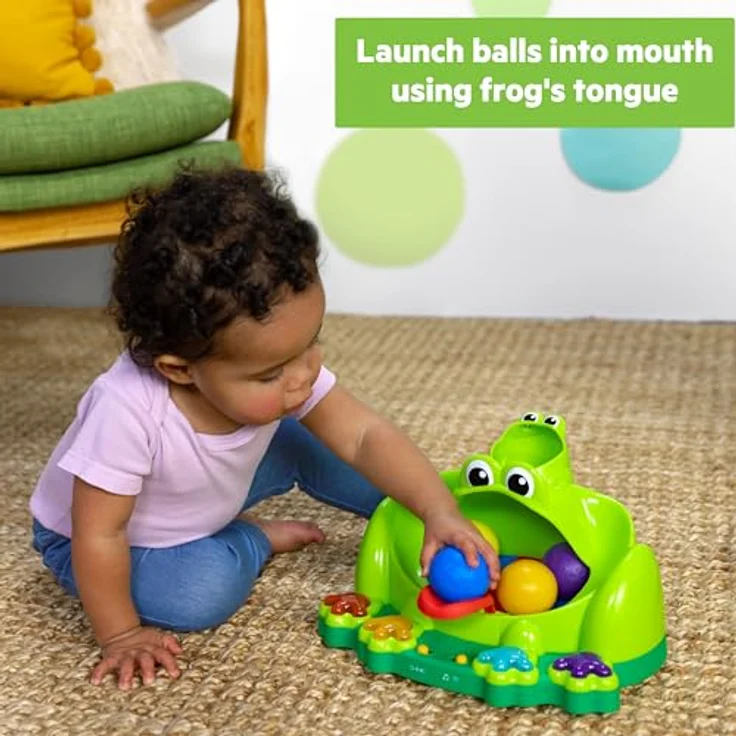 Bright Starts Poppin' Ball Frog, Lernspielzeug mit Licht und Sound für Babys ab 6 Monaten, inkl. 5 Bällen – Bild 3