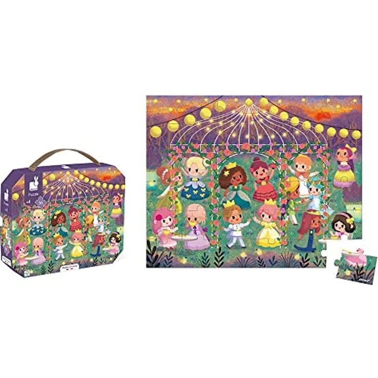 Janod Puzzle 36 pièces : Princesses, Papp-Puzzle für Kinder mit 36 Teilen, 50 x 40 cm, ab 4 Jahren, französische Qualität – Bild 3