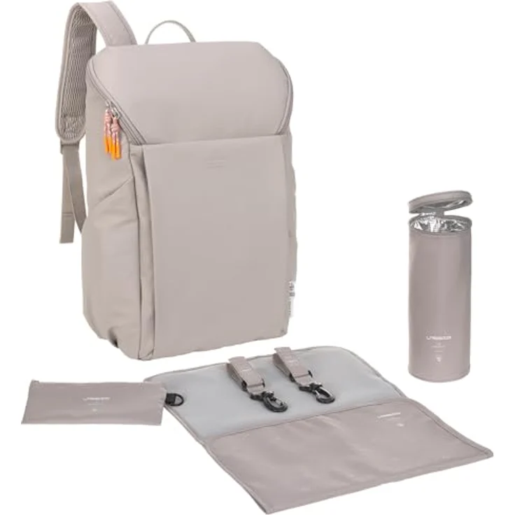 LÄSSIG Slender Up Backpack Wickelrucksack, Kinderwagenbefestigung, taupe – Bild 1